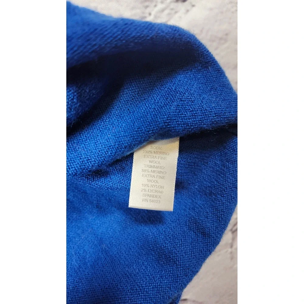 Banana Republic Extra Fine Merino Wool V-Neck Sweater Royal Blue Mens XL